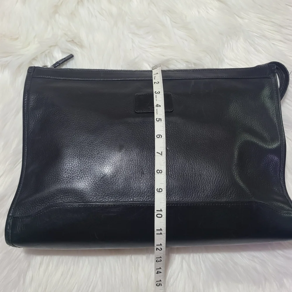 Vintage TUMI Black Leather Zippered Business Clutch